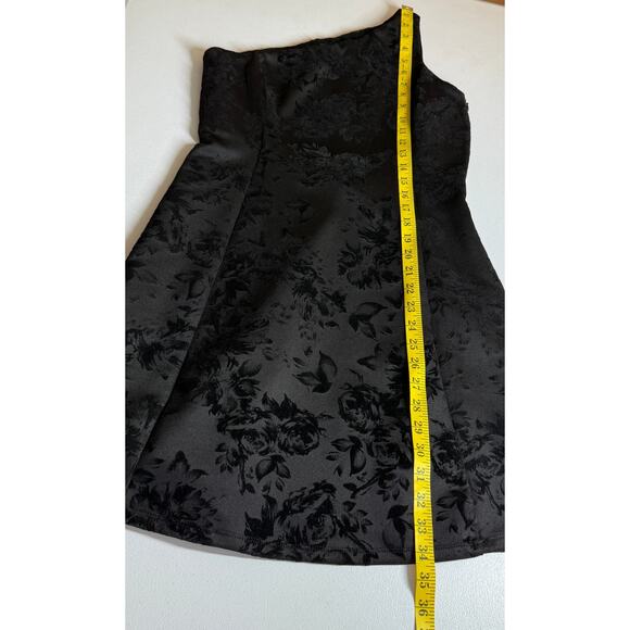 Prosecco One Shoulder Mini Dress Women 6 Black Velvet Burnout Whimsigoth Party - Picture 5 of 9